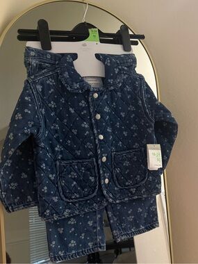 Primark Navy Quilted Floral Puffer Jacket